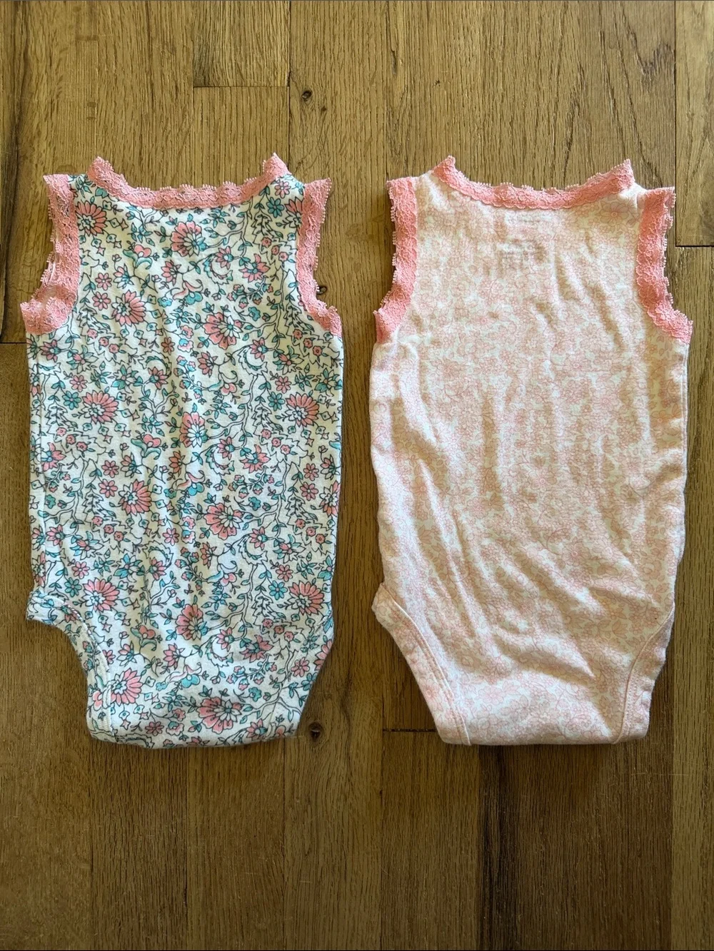 Carters Baby Girl Pink Floral Light Pink Sleeveless One-Piece Bodysuits 3 Months